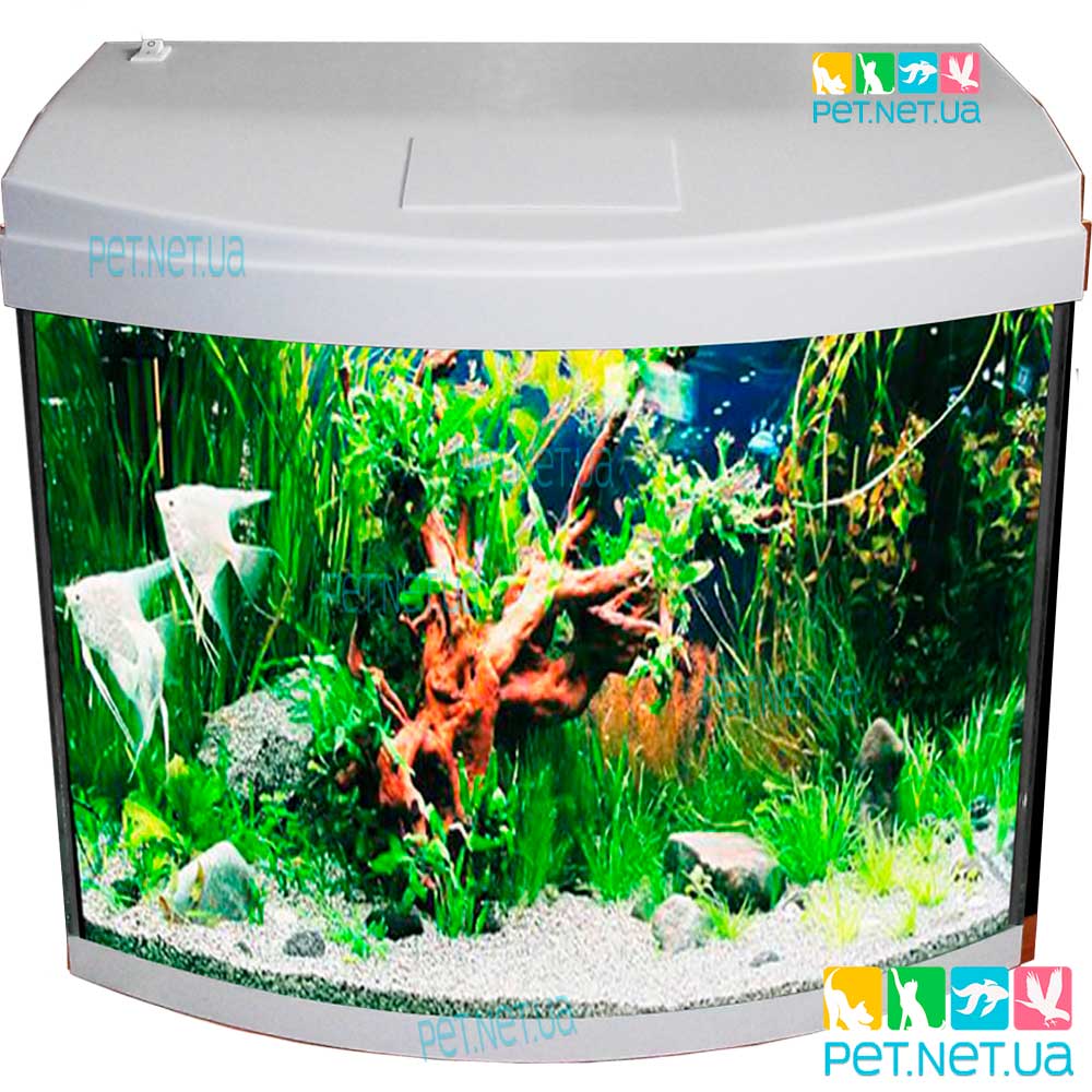 Аквариум с крышкой 40 л. LED овал 45*25*42 (Белый)