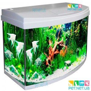 Аквариум с Крышкой 50 л. LED овал 48*27*42 (Белый) Pet-net-ua